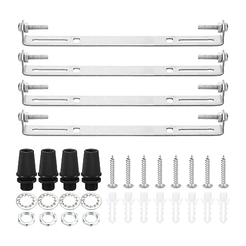 PATIKIL 200mm Ceiling Light Plate Kit, 4 Set Light Fixture Mounting Bracket Plate Steel Crossbar for Home Office Pendant Wall Light, with Screw Washer Nut Kit - size: 200mm