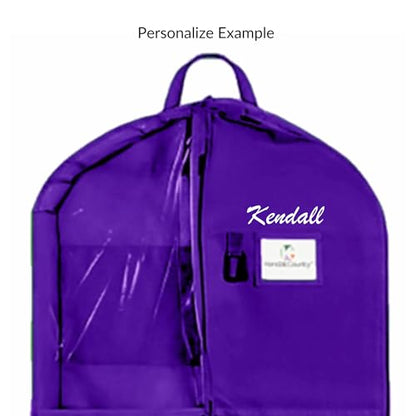 Personalize Hanging Garment Bag 40 inch Clothes Bag with 3 inch Gusset, 5 Pockets Side Zip for Dance Costumes Sports Skating Theater Pageants Cheer by Kendall Country (Royal Purple, 40 inch)