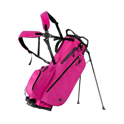 KVV Lightweight Golf Stand Bag with 7 Way Full-Length Dividers, 5 Zippered Pockets, Automatically Adjustable Dual Straps，Elegant Design - color: Shocking Pink