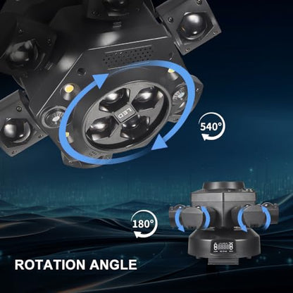 Moving Head DJ Lights, Rualin 150W LED Stage Light 4 in 1 with RGBW 6 Arms Beam, Bee-Eye Light, Red Green Starry and White Amber Strobe, Remote & DMX Control for Disco Club Party DJ Stage Lighting