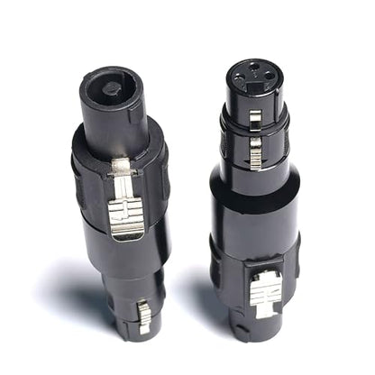 WJSTN Speakon to 3pin XLR Adapter, Black, Professional Connector, 2 Pack, for PA Systems, DJ Equipment, Amplifiers, Mixing Consoles (Speakon Male to XLR Female) - style: Speakon Male to xlr Female
