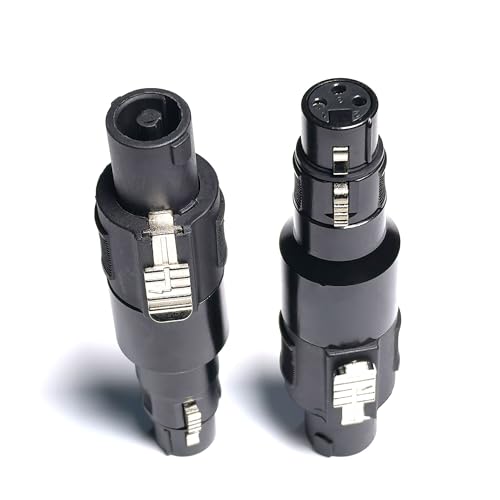 WJSTN Speakon to 3pin XLR Adapter, Black, Professional Connector, 2 Pack, for PA Systems, DJ Equipment, Amplifiers, Mixing Consoles (Speakon Male to XLR Female) - style: Speakon Male to xlr Female