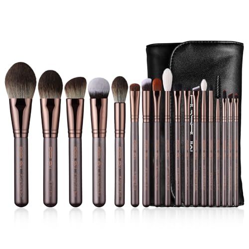 Professional Makeup Brush Set, Eigshow Makeup Brushes Perfect for Foundation Face Powder Blending Blush Bronzer Eyeliner Eye Shadow Brows with Case, Best Gift for Women, Travel Kit(PRO 18pcs Coffee) - color: Coffee