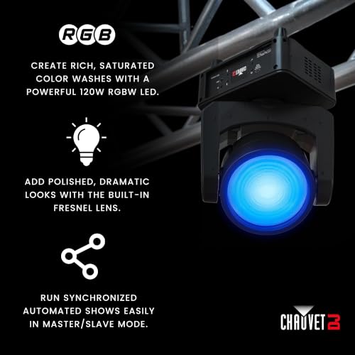 CHAUVET DJ Sentinel Wash Q120 Moving Head LED Wash Light with 120W RGBW LED, DMX Stage Lighting, 540° Pan & 260° Tilt, LCD Display, Master/Slave Mode, DJ, Party & Event Lighting