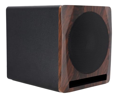 Rockville APM10D Active Studio Subwoofer in Dark Wood, 10", 400W, MDF Wood, RCA/XLR/Optical, Front-Firing Port, Perfect for Studios and Music Production - color: dark wood
