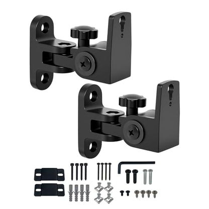 Speaker Wall Mount, Holds Up to 30lbs, Swivel and Tilt, 2 Packs | All Aluminum Wall Speaker Mount for Small Speakers, Compatible with JBL,Samsung, KEF, Klipsch, Sony and More, Black