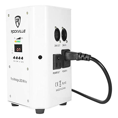 Rockville ROCKWEDGE Package White (6) Battery Wireless Par Lights with Charging Case, 6-in-1 RGBWA+UV, 7500mAh Battery, DMX Control, 6500 Lux Brightness, for DJs and Event Planners | Charging Case Included, 2.4GHz Wireless DMX, RGBWA and UV 6-in-1 LEDs, R
