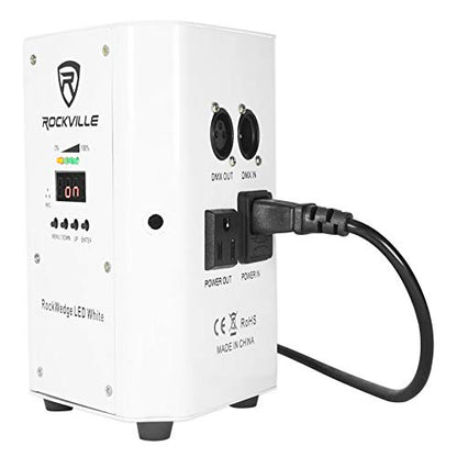 Rockville ROCKWEDGE Package White (6) Battery Wireless Par Lights with Charging Case, 6-in-1 RGBWA+UV, 7500mAh Battery, DMX Control, 6500 Lux Brightness, for DJs and Event Planners | Charging Case Included, 2.4GHz Wireless DMX, RGBWA and UV 6-in-1 LEDs, R