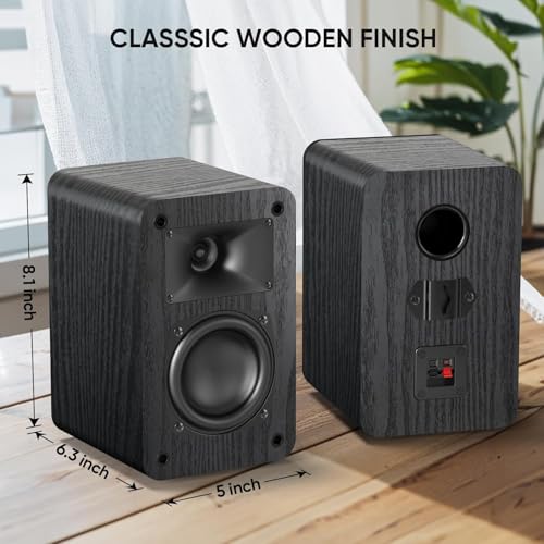 Saiyin 2-Way Passive Bookshelf Speakers 60Hz Bass | 3.5" Woofer & Silk Tweeter,4 Ω,For Home/Office/Theater,Pair (Needs Amplifier or Receiver to Operate) - style: Without speaker wire
