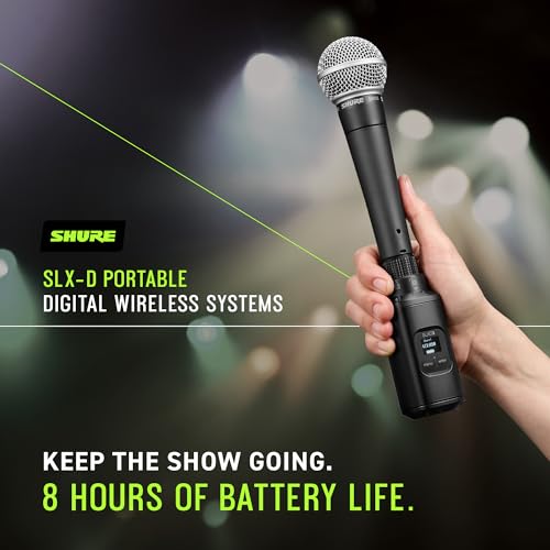 Shure SLXD25/SM58 Portable Digital Wireless System with SLXD2 Handheld Transmitter with SM58 legendary Cardioid Dynamic Vocal Microphone and SLXD5 Single-Channel Receiver | G58 Band (SLXD25/SM58-G58) - style: G58 Band (470-514 MHz)