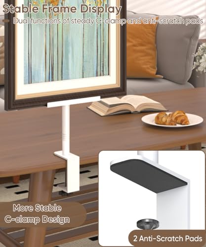Mondazie Adjustable Tabletop Easel Stand with Clamp for Sign, White - color: White, size: 27.1'' High - Clamp
