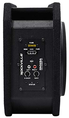 Rockville RMW8A 8" 800W Ported Powered Truck Subwoofer Slim Enclosure | Built-in Class D Amplifier, Tunnel Slot Port, High Excursion Woofer, Compact Design, Grill Included, CEA-2031 Compliant
