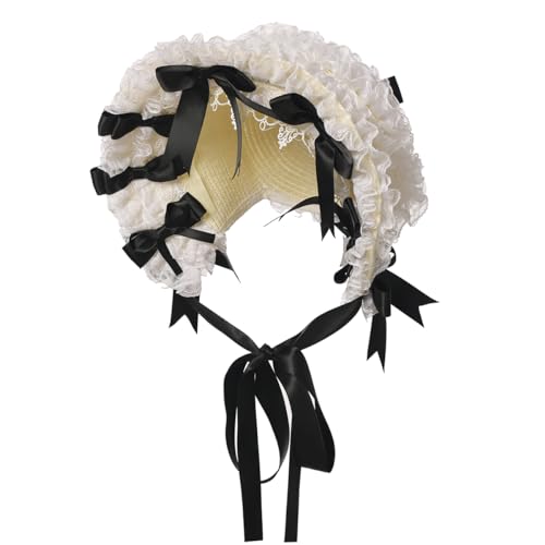 COSDREAMER Girls Women Victorian Bonnets Lace Flowers Tea Party Hats - color: C
