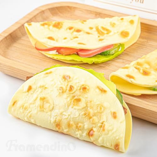 Framendino, 4 Pack Artificial Pancake Taco Fake Burrito Dessert Simulated Food Model Lifelike Props for Display Photography