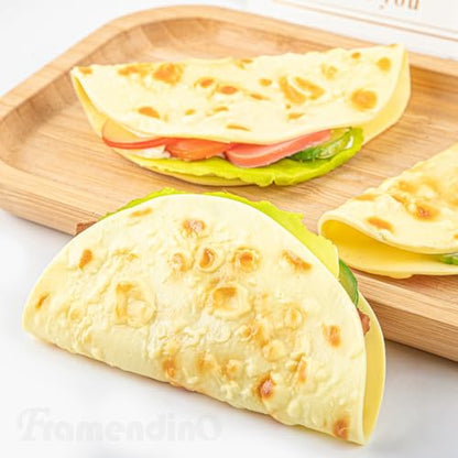 Framendino, 4 Pack Artificial Pancake Taco Fake Burrito Dessert Simulated Food Model Lifelike Props for Display Photography