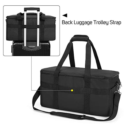 LoDrid Large Cable File Bag with Padded Bottom for Music Equipment, Black | Detachable Dividers, Multiple Pockets for 15.6" Laptop, DJ Gear, Sound Instrument