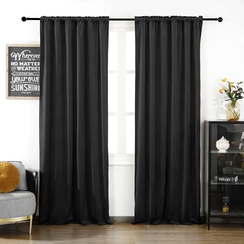 Black Velvet Curtains, Suitable for Bedroom Windows, Ultra Soft Curtains, Living Room Blackout Rod Pocket Curtains, Width 52 Inche x Length 84 Inches, 2-Panel Set (Black, 52" W x 84" L (Pack of 2)) - color: Black, size: 52"W x 84"L (Pack of 2)