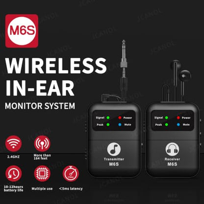 Wireless in Ear Monitor System, 2.4G Stereo Wireless IEM System with Beltpack Transmitter Receiver Auto-Pairing, 164ft for Studio, Band, Live Performance - color: 2 Black