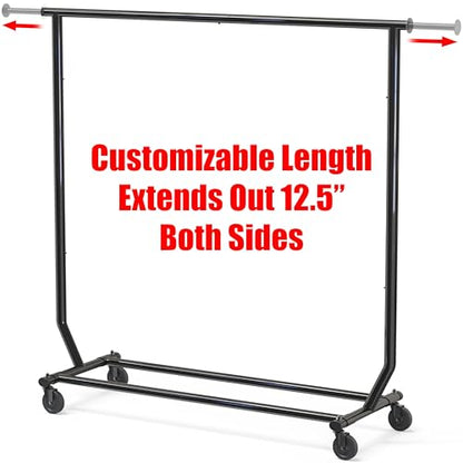 Simple Houseware Supreme Commercial Grade Clothing Garment Rack, Black | Holds Up to 250 lbs, Extendable Width from 50.25 to 75.25 Inches - color: Black, size: Commercial Grade
