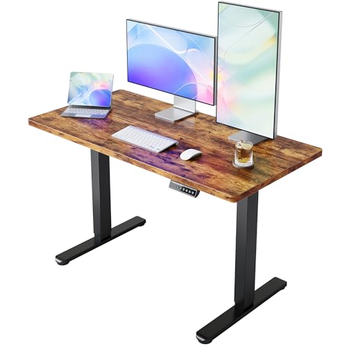 HUANUO 40x24 Inch Electric Standing Desk, Height Adjustable, Rustic Brown | 176 Lbs Capacity, Smooth Home Office Desk, 4 Memory Presets & Headphone Hooks, 28.3–46.5 Inch Height Range, Easy to assemble - color: Rustic Brown, size: 40" X 24"
