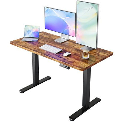 HUANUO 40x24 Inch Electric Standing Desk, Height Adjustable, Rustic Brown | 176 Lbs Capacity, Smooth Home Office Desk, 4 Memory Presets & Headphone Hooks, 28.3–46.5 Inch Height Range, Easy to assemble - color: Rustic Brown, size: 40" X 24"