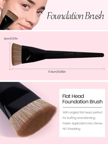 MAANGE Makeup Brushes 4 Pcs Makeup Brush Set for Foundation Concealer Contour Liquid Blending Face Kabuki Makeup Brush Kit (Black) - color: Black