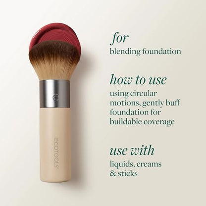 EcoTools 5 Piece Everyday Edit Makeup Brush Set With Powder Puff | Easy touch-ups anywhere with a travel makeup brush set with powder puff, concealer brush, vegan and cruelty-free