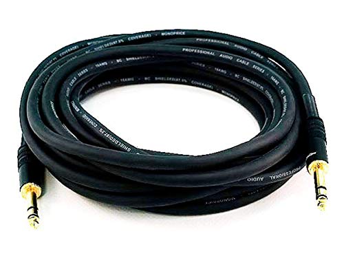 Monoprice 1/4-Inch TRS Male to Male Cable - 10 Feet - Black, 16AWG, Gold Plated - Premier Series - size: 10 Feet