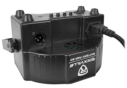 Rockville Battery PAR 50 18W LED DMX Wash Up-Light, Rechargeable Battery, Remote Control, RGB Color Mixing, Sound Activated, for DJs, Clubs, Parties, Weddings | Wireless Remote, 8-10 Hour Battery, 18x1W RGB LEDs, 7 DMX Channels, Sound Activated, Master/Sl