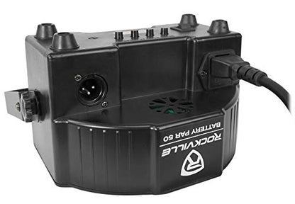 Rockville Battery PAR 50 Black Rechargeable DJ Club Wash Up-Light, 10-Pack | Wireless Remote, 8-10 Hour Battery, 18x1W RGB LEDs, 7 DMX Channels, Sound Activated, 25 Degree Beam, Fan Cooled
