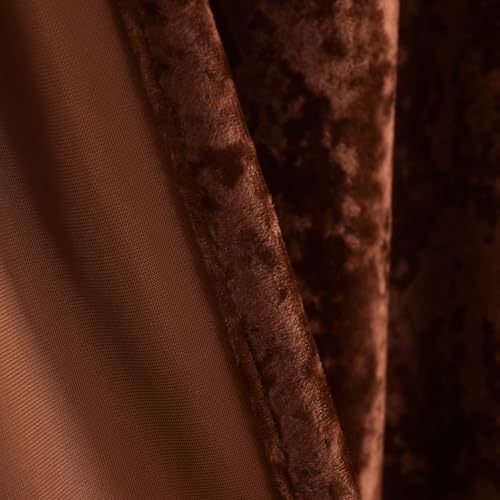 Brown Crushed Velvet Curtains with Rod Pocket Luxurious Thermal Insulation Room Darkening Window Drapes for Living Room Bedroom Office, 2 Panels Set 52" W x 84" L - color: Brown, size: 52"W x 96"L (Pack of 2)
