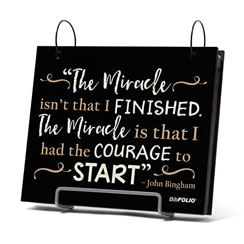 Gone For a Run BibFOLIO Race Bib Album - The Miracle Isn't That I Finished | Wood Cover, Twist Cable Rings, Race Bib Holder, Holds Up to 100 Bibs, Includes 12 Vinyl Sleeves, Marathon Runner Gift - color: The Miracle Isn't That I Finished