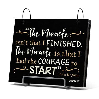Gone For a Run BibFOLIO Race Bib Album - The Miracle Isn't That I Finished | Wood Cover, Twist Cable Rings, Race Bib Holder, Holds Up to 100 Bibs, Includes 12 Vinyl Sleeves, Marathon Runner Gift - color: The Miracle Isn't That I Finished