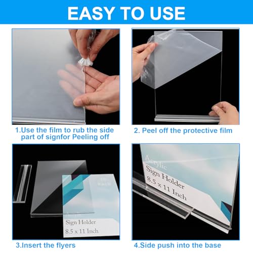 EHWINE 6 Pack Acrylic Sign Holders - 8.5 x 11, Double-Sided Stand Up Table Top Sign Holders, Clear Acrylic Picture Frame Menu Flyer Paper Display Stand for Office Business Store Wedding Party - size: 6 Pack 8.5x11 Inch