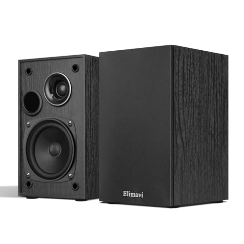 Elimavi Passive Bookshelf Speakers, Requires a Receiver or Amplifier, Black - color: Black
