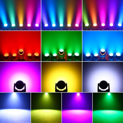 Moving Head Lights 19x15W RGBW 4-in-1 LED Stage Light with Zoom Beam Wash Effect by Sound Activated Auto DMX Control for Wedding DJ Disco Parties Nightclub Show Bar (4 Packs)