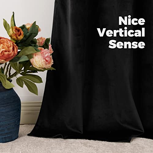 BGment Black Blackout Velvet Curtains for Bedroom, 2 Panels, 52 x 72 Inch - color: Black, size: 52"W x 72"L (Pack of 2)