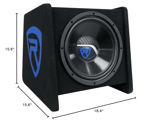 Rockville RV12P 12" 600W Car Audio Subwoofer in Vented Sub Enclosure Box, 4 Ohm, High-Performance Bass, MDF Construction Perfect for Car Audio Systems | 600W Peak / 300W RMS, Polypropylene Cone, Aluminum Voice Coil, Bass Reflex Aero-Port, 15 Degree Angle,
