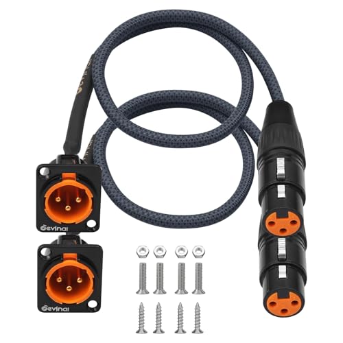XLR Pass Through Cable, XLR Male Panel Mount to Female Connector Adapter, Mic Feed/Pass Thru Converter for Stage Box, Patch Panel, Floor Box (Male D-Type Female 2-Pack 2FT) - color: DtypeM_XLRF_2FT