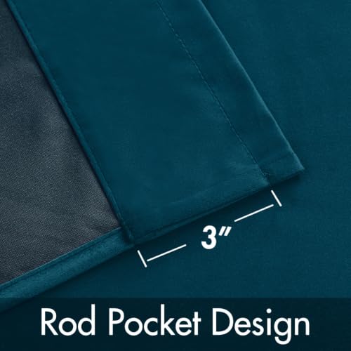 MIULEE Peacock Blue Velvet Curtains 63 Inch Long 2 Panels, W40 x L63 | Luxury Super Soft, Thermal Insulated, Room Darkening Drapes, Rod Pocket Design, Window Curtains for Bedroom Living Room - color: Peacock Blue, size: 40"W x 63"L (Pack of 2)