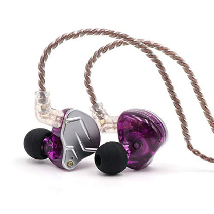 Linsoul KZ ZSN Pro Dual Driver 1BA+1DD Hybrid Metal HiFi in-Ear Monitor - color: Purple, style: With Mic