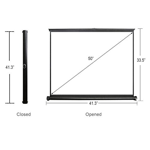 Cocar P1-SN50 50 inch Portable Projection Screen for Mini/Professional LED/LCD/DLP Projector Self Standing Pull-Out Style Indoor Outdoor Home Cinema - 4:3/16:9 Compatiable - size: 50" Screen 4:3
