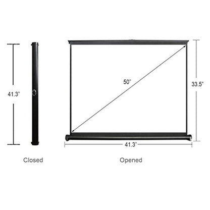 Cocar P1-SN50 50 inch Portable Projection Screen for Mini/Professional LED/LCD/DLP Projector Self Standing Pull-Out Style Indoor Outdoor Home Cinema - 4:3/16:9 Compatiable - size: 50" Screen 4:3