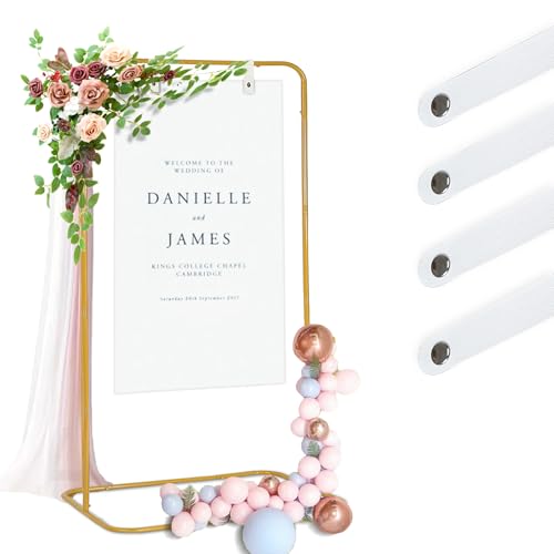 Adjustable Sign Holder, Heavy‑Duty Easel Stand, Wedding Sign Banner Stand for Wedding, Birthday, Baby Shower Events (Gold, M) - color: Gold, size: Flat-M