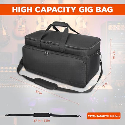 Large DJ Cable File Bag, Heavy Duty Gig Bag 17" Laptop Sleeve with Padded Dividers for Musicians, Professional Gear Cords, Microphone, Travel