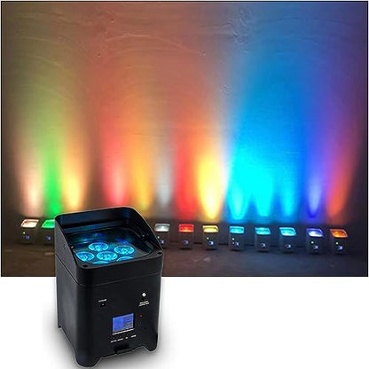 Par Light 6x18W RGBWA+UV WiFi Stage Light with Mobile Phone APP Control for Wedding Party DJ Lights (Black)