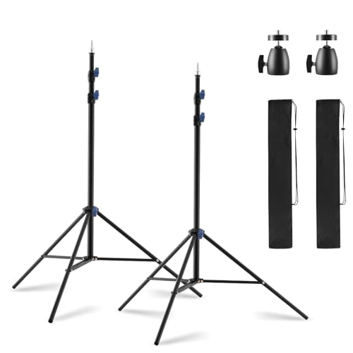 SH Light Stand Photography, 6.7ft/205cm Portable Photo Video Tripod Stand | Adjustable Light Stand with 360° Ball Head and 1/4" Screw for Studio, Strobe, Ring Light, Reflectors, Softbox, Camera-2 Pack - size: 6.7ft/205cm