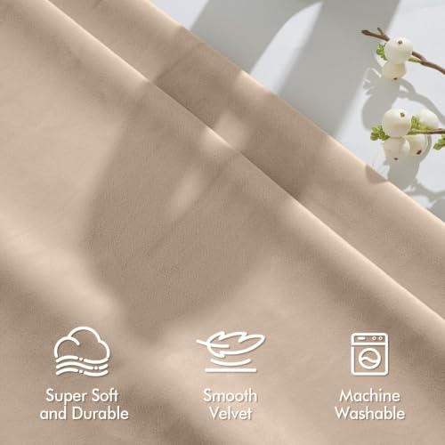 MIULEE Camel Beige Velvet Curtains 84 Inch Long 2 Panels, W40 x L84 | Luxury Super Soft, Thermal Insulated, Room Darkening Drapes, Rod Pocket Design, Window Curtains for Bedroom Living Room - color: Camel Beige, size: 40"W x 84"L (Pack of 2)