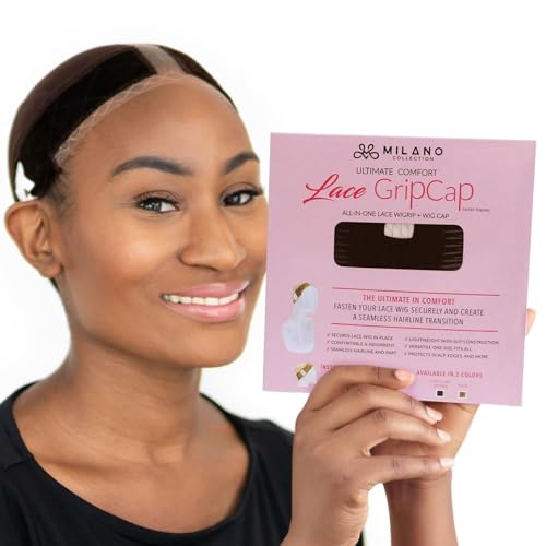 MILANO COLLECTION Lace Wig Grip Cap for Women, Adjustable Wig Caps for Women Non Slip with Headband to Secure Lace Top Perfectly in Place, One Size Fits All, One Size Fits All, Chocolate Brown - color: Chocolate Brown, 1 Pack