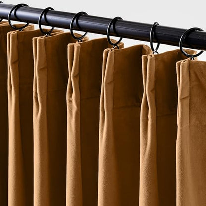 Lazzzy Gold Brown Blackout Velvet Curtains 84 Inch Length Pinch Pleated Thermal Room Darkening Luxury Modern Back Tab Window Drapes for Bedroom Living Room 2 Panels, 52 x 84 Inch, Golden Brown - color: Gold Brown, size: 52"W x 84"L (Pack of 2)